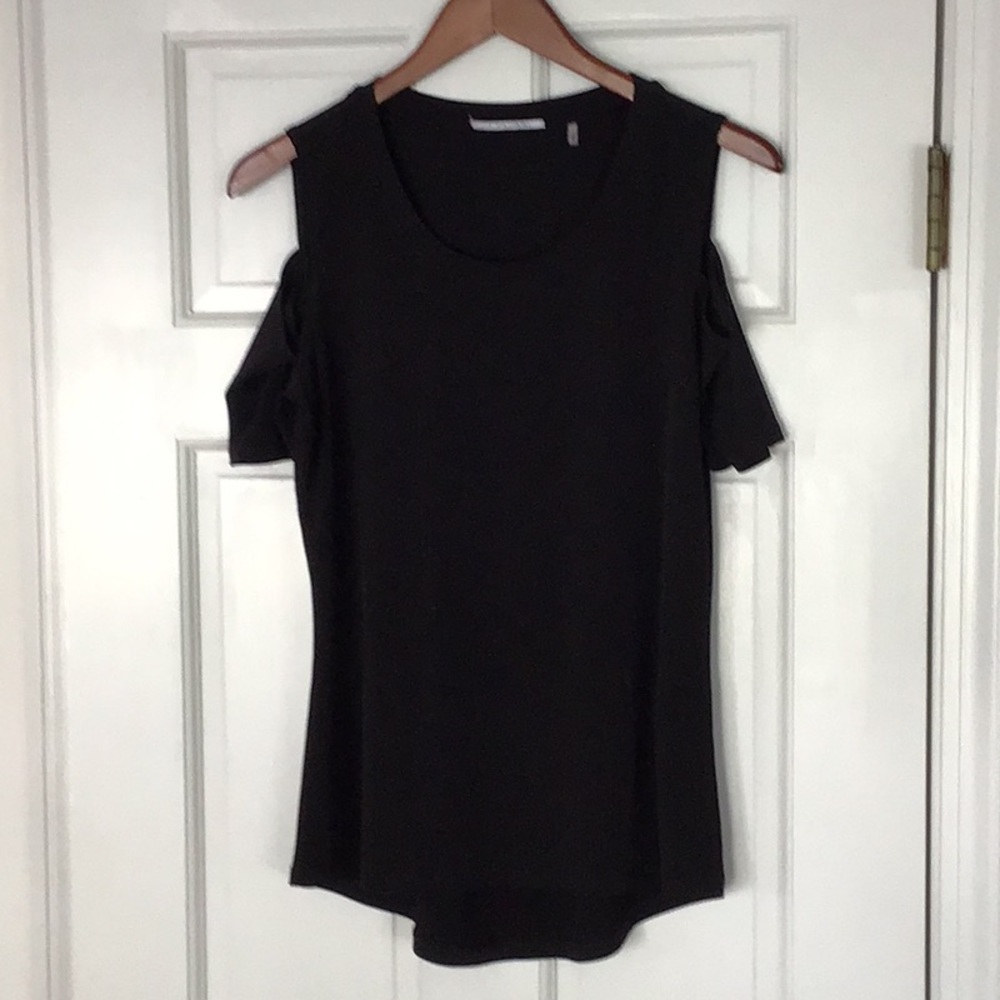 Cold-Shoulder Crewneck Top - Black